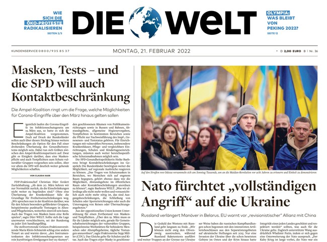 Die Welt Zeitung 21. Februar 2022