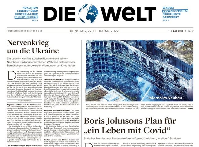 Die Welt Zeitung 22. Februar 2022