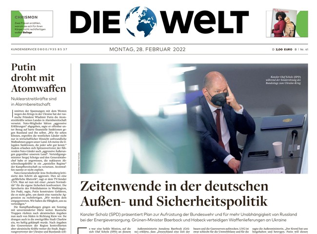 Die Welt Zeitung 28. Februar 2022