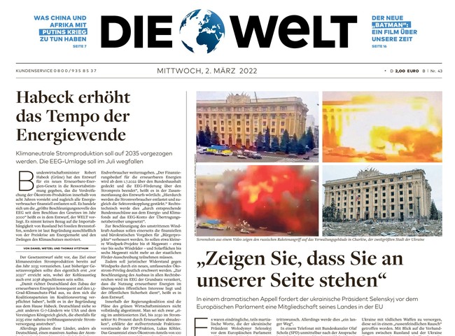 Die Welt Zeitung 2. März 2022