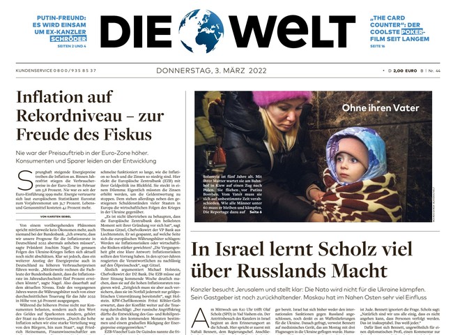 Die Welt Zeitung 3. März 2022