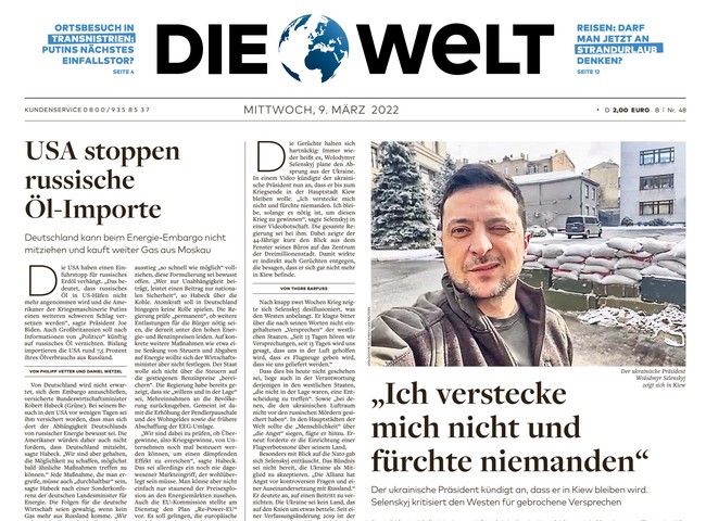 Die Welt Zeitung 9. März 2022