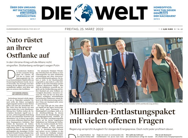 Die Welt Zeitung 25. März 2022