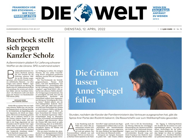 Die Welt Zeitung 12. April 2022