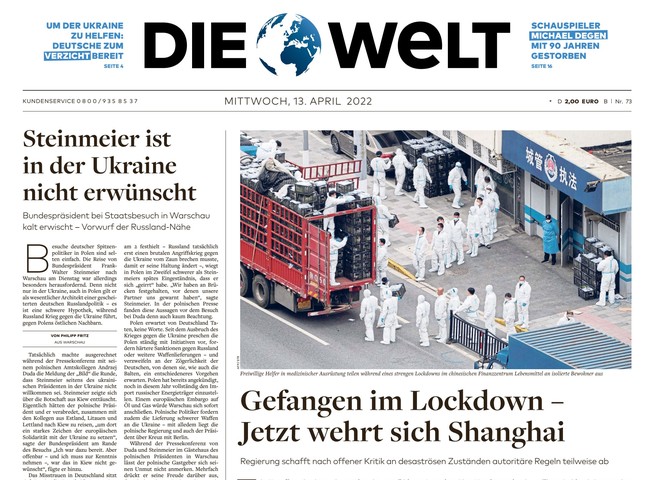 Die Welt Zeitung 13. April 2022