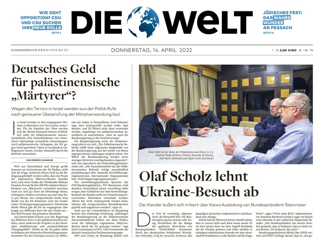 Die Welt Zeitung 14. April 2022