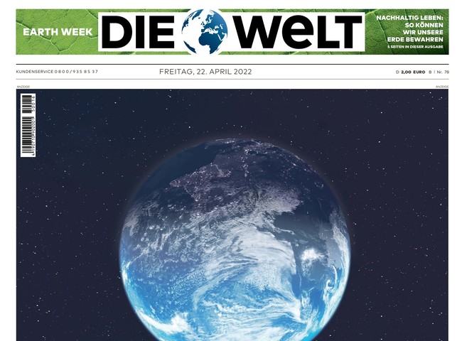 Die Welt Zeitung 22. April 2022