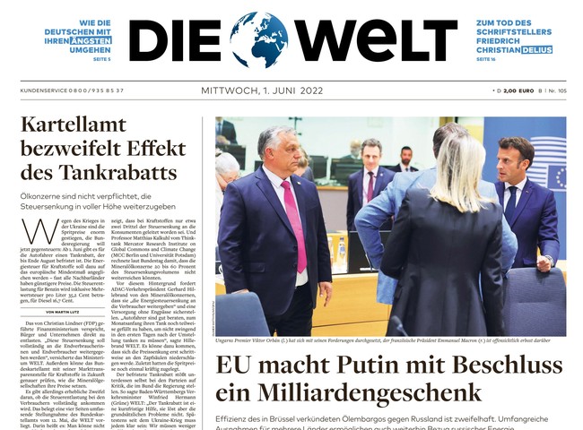 Die Welt Zeitung 1. Juni 2022