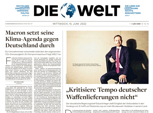 Die Welt Zeitung 15. Juni 2022