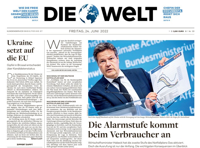Die Welt Zeitung 24. Juni 2022