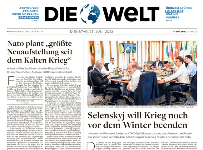 Die Welt Zeitung 28. Juni 2022