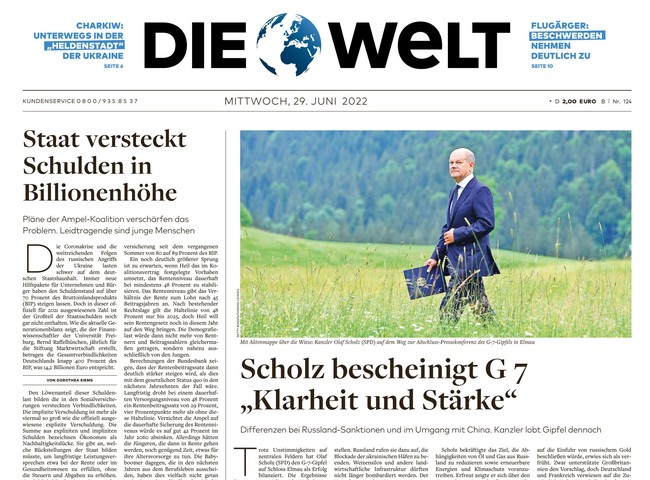 Die Welt Zeitung 29. Juni 2022