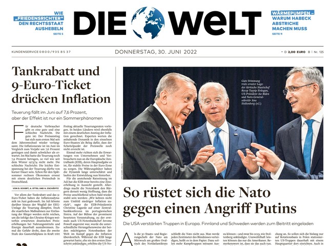 Die Welt Zeitung 30. Juni 2022