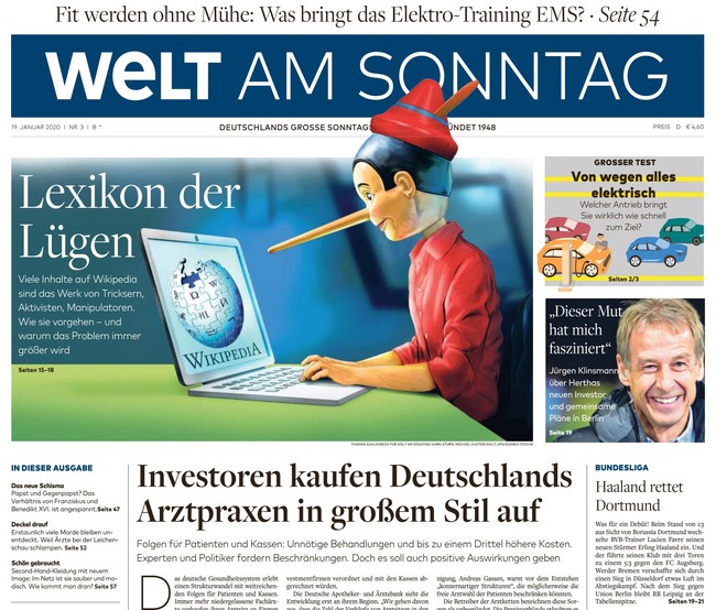 Welt am Sonntag Zeitung 19. Januar 2020