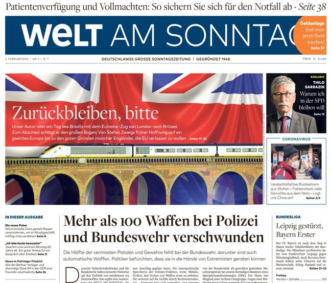 Welt am Sonntag Zeitung 2. Februar 2020