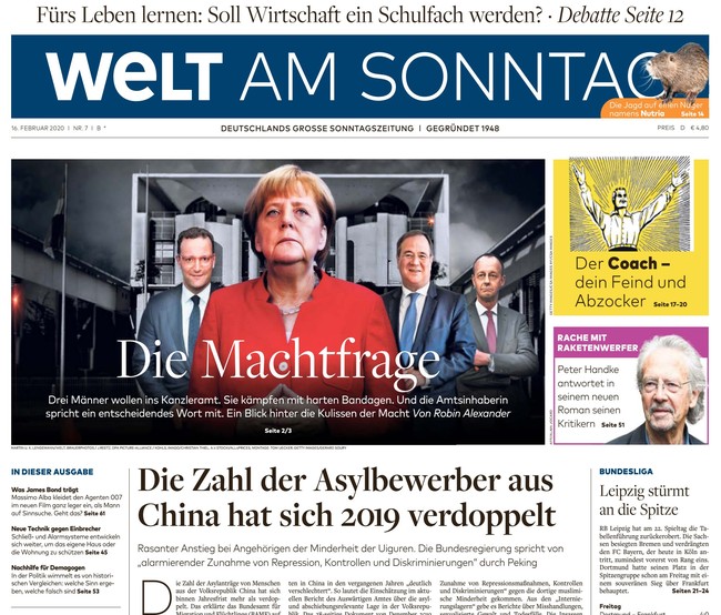 Welt am Sonntag Zeitung 16. Februar 2020