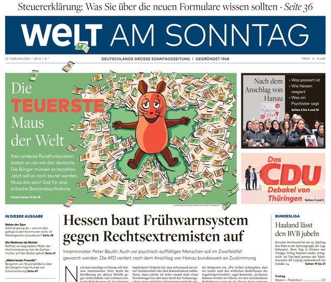 Welt am Sonntag Zeitung 23. Februar 2020