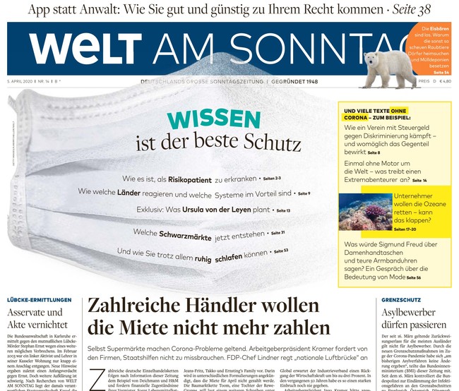 Welt am Sonntag Zeitung 5. April 2020