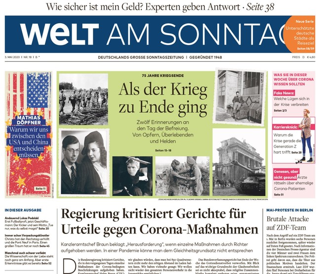 Welt am Sonntag Zeitung 3. Mai 2020