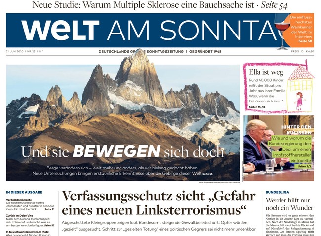 Welt am Sonntag Zeitung 21. Juni 2020