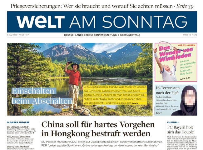 Welt am Sonntag Zeitung 5. Juli 2020