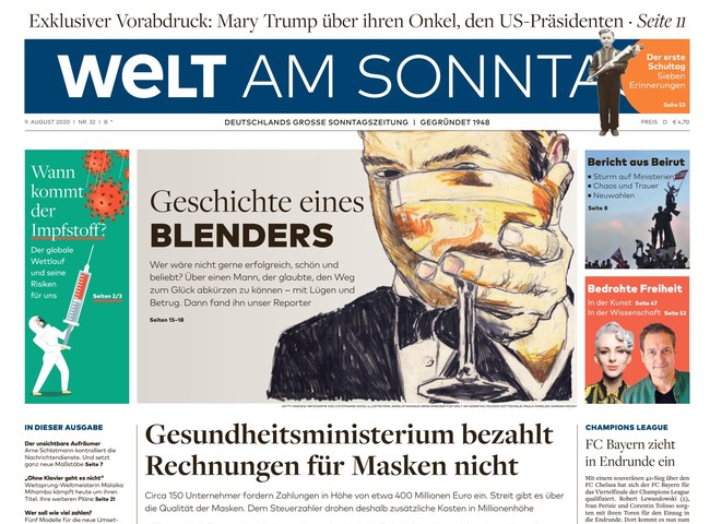 Welt am Sonntag Zeitung 9. August 2020