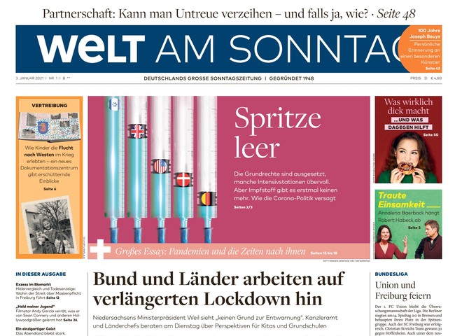 Welt am Sonntag Zeitung 3. Januar 2021