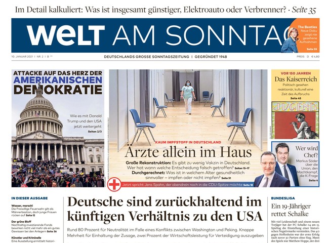 Welt am Sonntag Zeitung 10. Januar 2021