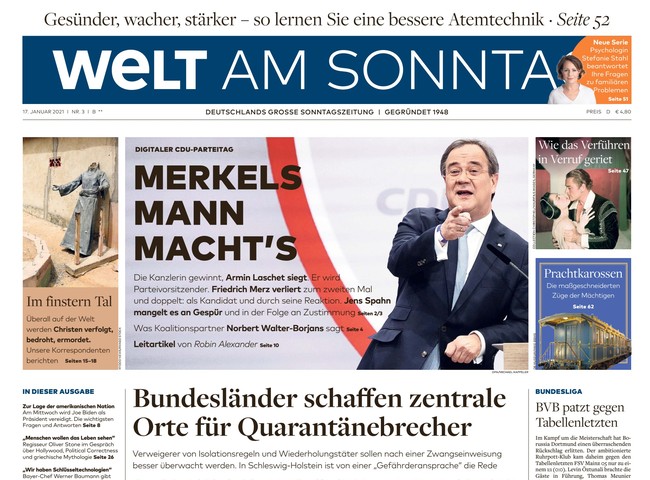 Welt am Sonntag Zeitung 17. Januar 2021