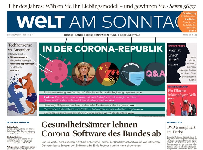 Welt am Sonntag Zeitung 21. Februar 2021