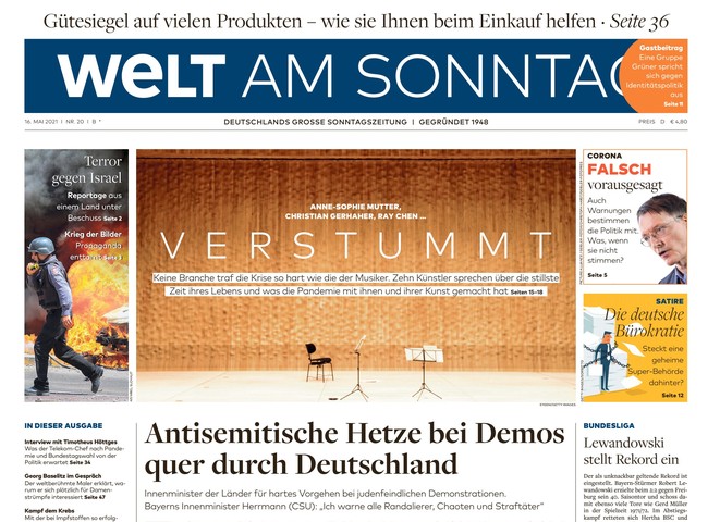 Welt am Sonntag Zeitung 16. Mai 2021