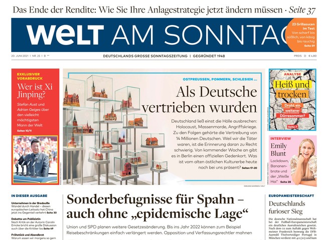 Welt am Sonntag Zeitung 20. Juni 2021