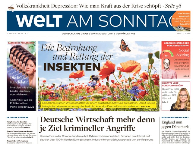 Welt am Sonntag Zeitung 4. Juli 2021