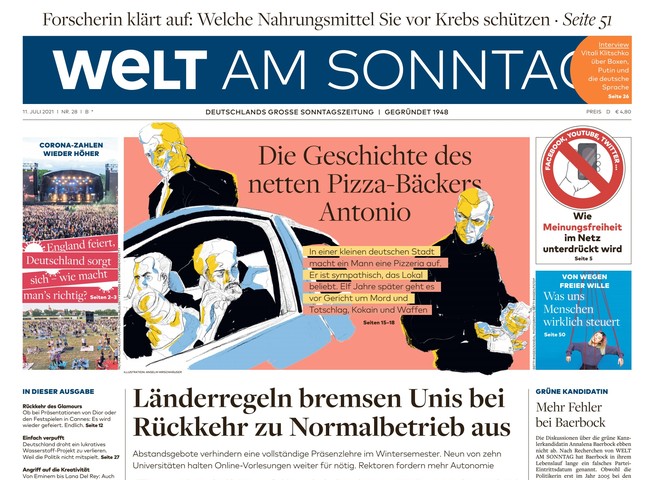 Welt am Sonntag Zeitung 11. Juli 2021