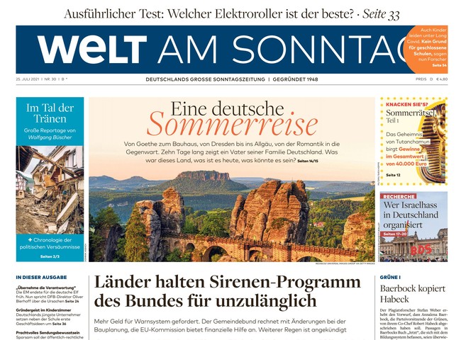 Welt am Sonntag Zeitung 25. Juli 2021