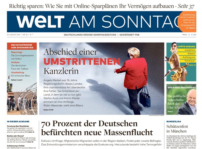 Welt am Sonntag Zeitung 29. August 2021