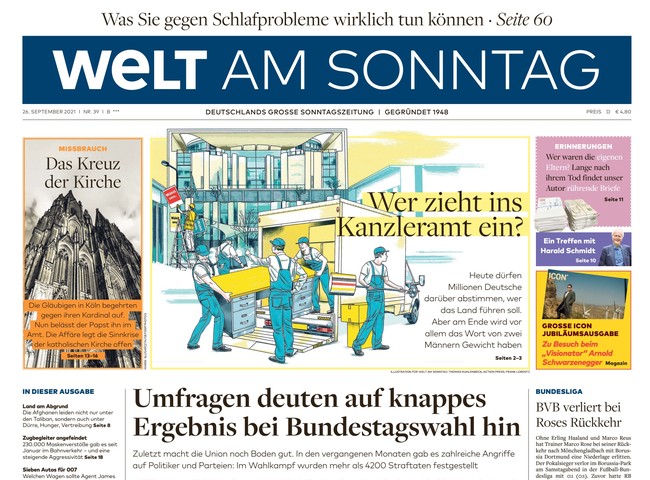 Welt am Sonntag Zeitung 26. September 2021