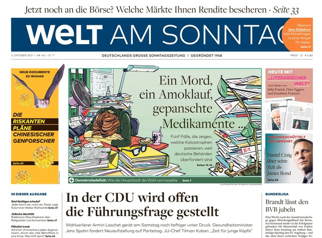 Welt am Sonntag Zeitung 3. Oktober 2021