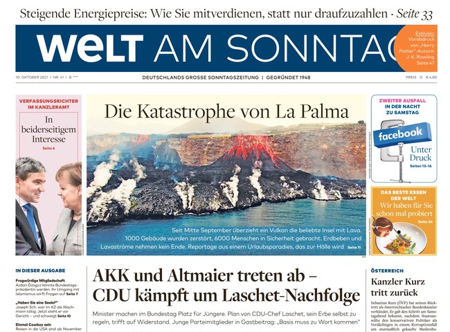 Welt am Sonntag Zeitung 10. Oktober 2021