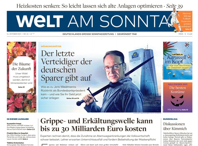 Welt am Sonntag Zeitung 24. Oktober 2021