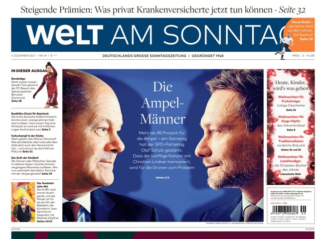 Welt am Sonntag Zeitung 5. Dezember 2021