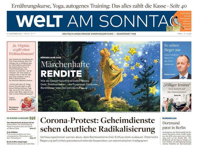 Welt am Sonntag Zeitung 19. Dezember 2021