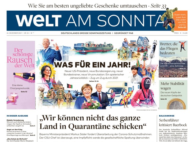 Welt am Sonntag Zeitung 26. Dezember 2021