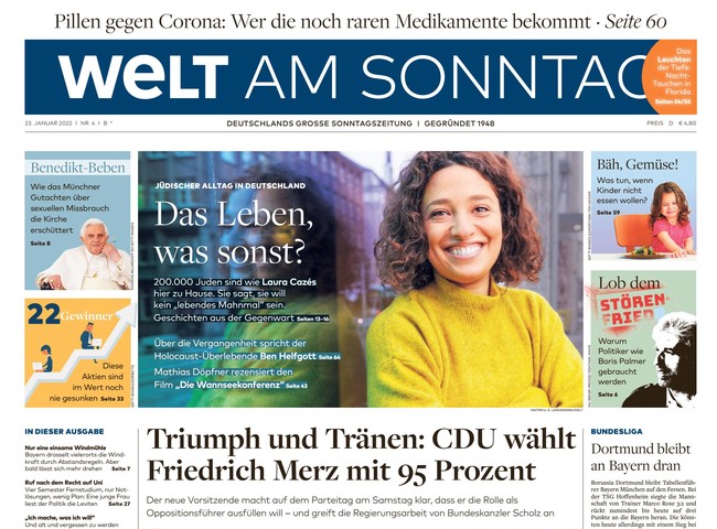 Welt am Sonntag Zeitung 23. Januar 2022