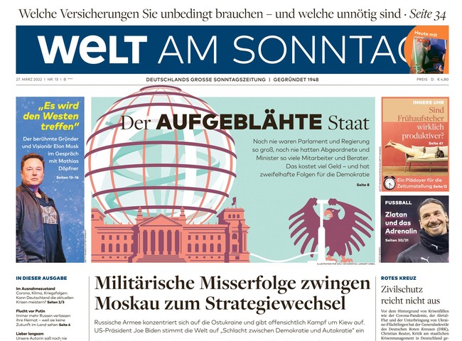 Welt am Sonntag Zeitung 27. März 2022