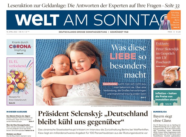 Welt am Sonntag Zeitung 10. April 2022