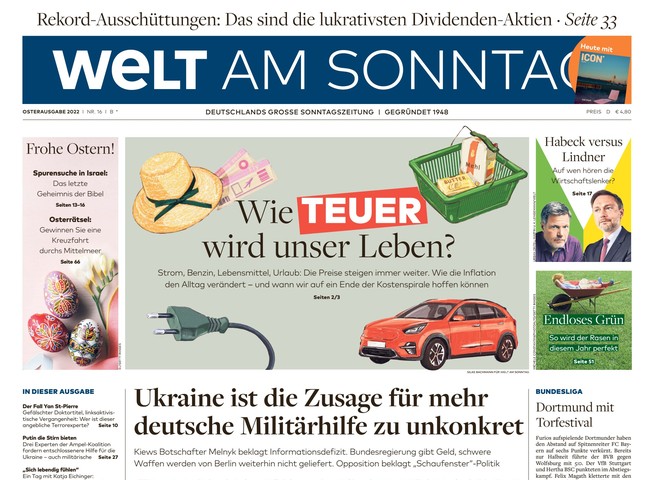 Welt am Sonntag Zeitung 17. April 2022